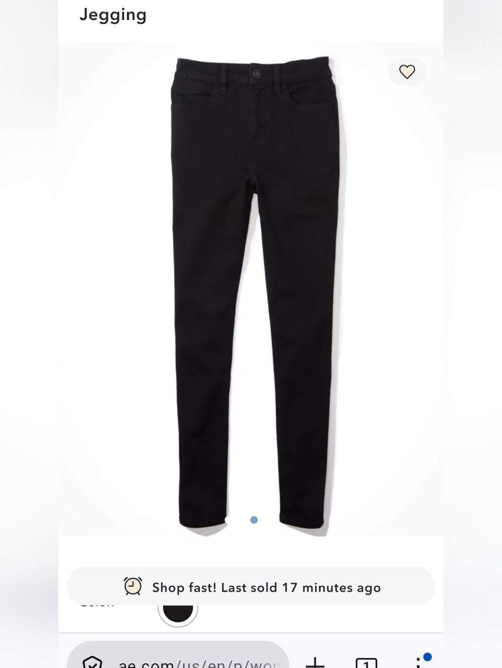American Eagle Outfitters High Waisted Black Jeggings - Size 10 Regular